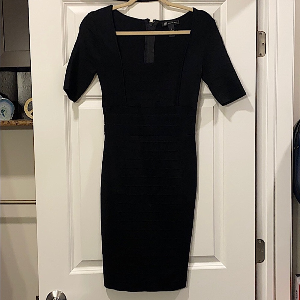 Black Spandex 3/4 Sleeve Dress